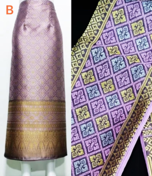 Set of Lao sinh Wrap around Skirt with Lao sinh /pha being Lao Silk Free Size.Ready to wear.